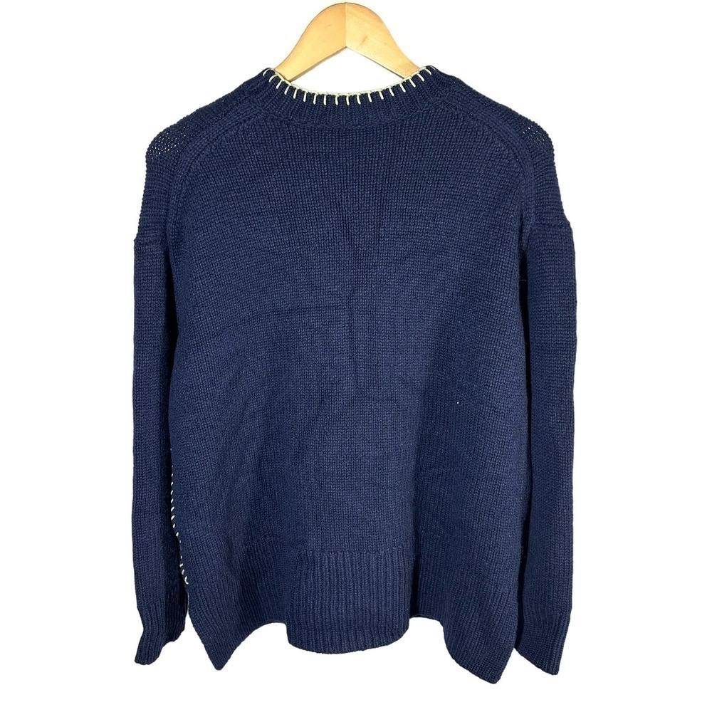LAFAYETTE 148 Chunky Whipstitch Oversized Sweater Size Small Blue - Picture 2 of 12